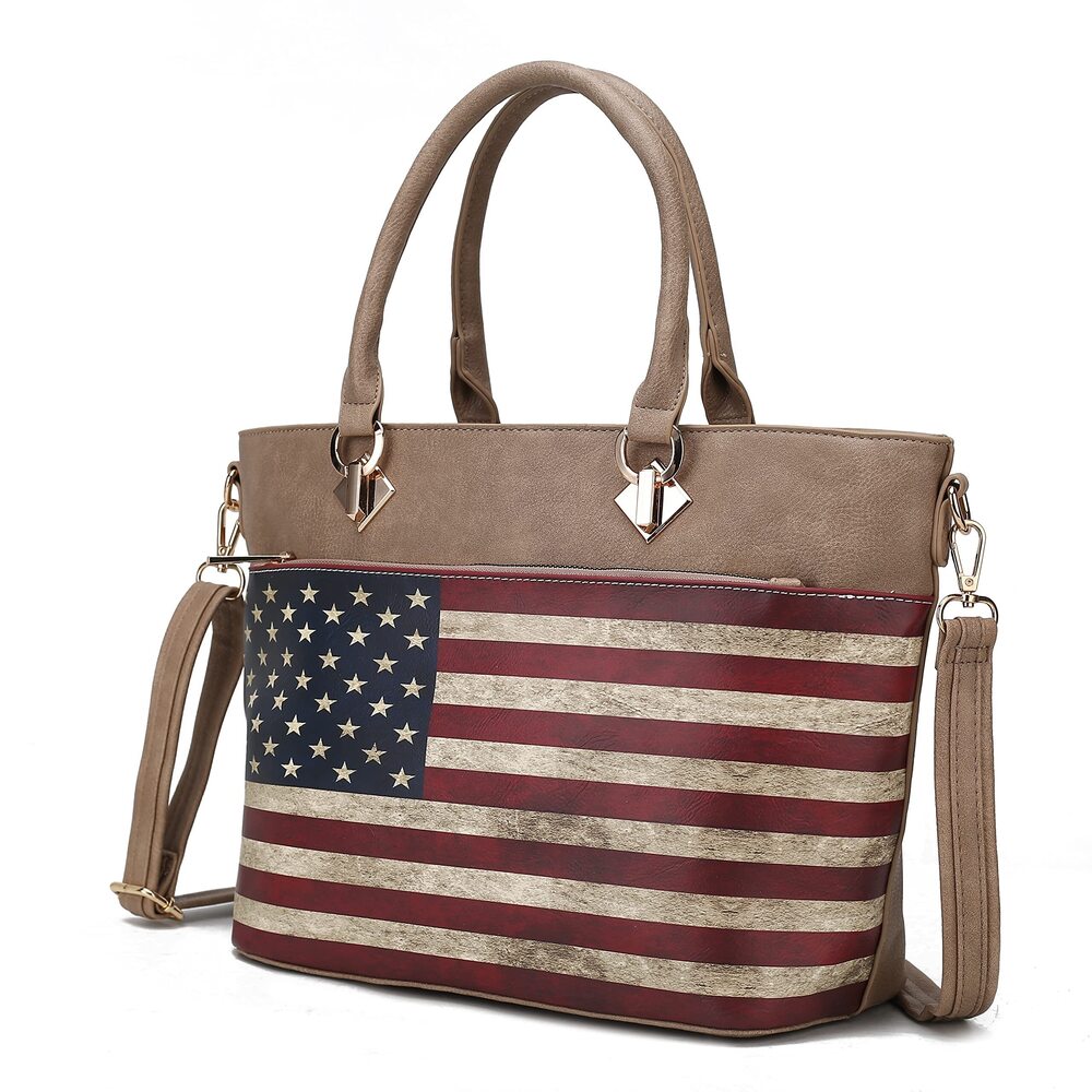 3365 Patriotic Pride Tote Crossbody Bag , American Flag Vegan Leather